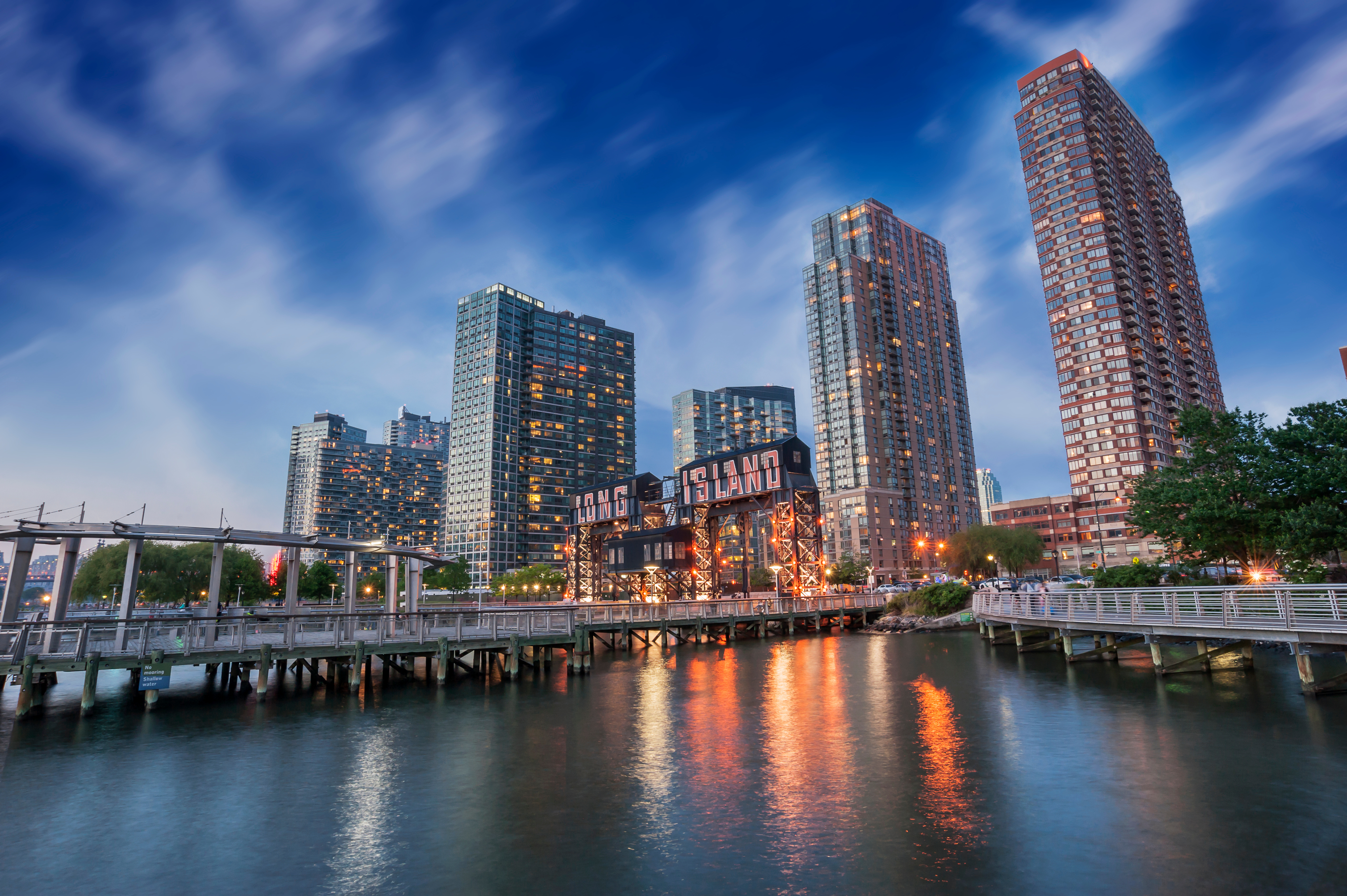 Pier of Long Island near Gantry Plaza State Park, borough of Queens, New York City